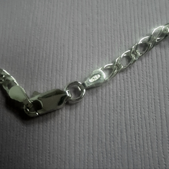 Italian sterling silver curb double link chain bracelet - Picture 7 of 8